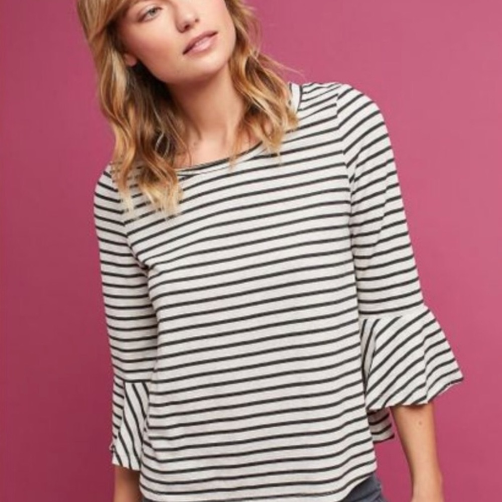 NWT Bell sleeve stripped Anthropologie tee